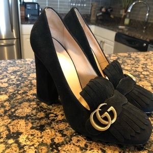 Gucci Marmont 100mm pump in black suede